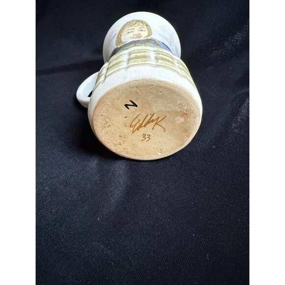 Eddy K Kouriahima Alaskan Man Pottery Mug signed #33 Coffee Tea hand painted - Picture 2 of 7